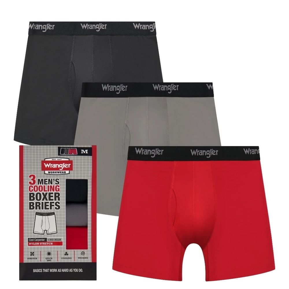 Wrangler Black Boxer Briefs Moisture-Wicking Comfort Size Small